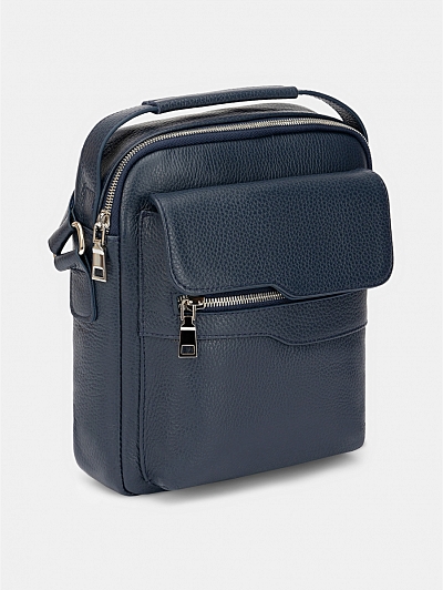 АУГС222700 Сумка мужская 220х255х60 нат.кожа синяя