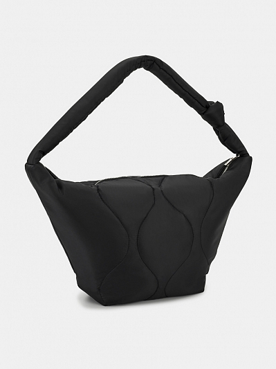 Сумка хобо женская из текстиля, черная, 37x60x10