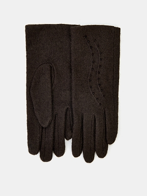 LB-PH-75-RF-d.brown-M_Н Перчатки женские трикотаж без подкладки р.M темно-коричн