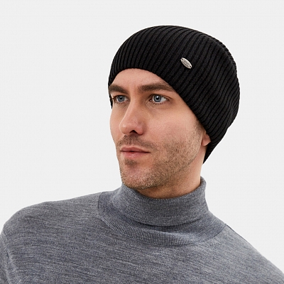 RF-A53111-black Шапка мужская,50%шерсть,50% акрил,р.57,черная
