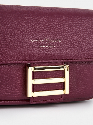 Сумка женская из натуральной кожи, фиолетовая, 22x5x12