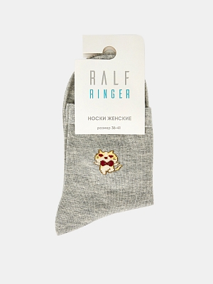 АУОН068900 Носки женские,10см,хлопковые рисунок&quot;Котенок&quot;,р.36-41,серые