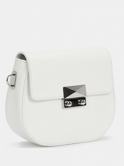 Сумка женская из натуральной кожи, белая, 19х13х6