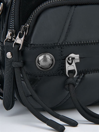 Сумка женская с натуральной замшой, черная, 23*7*16