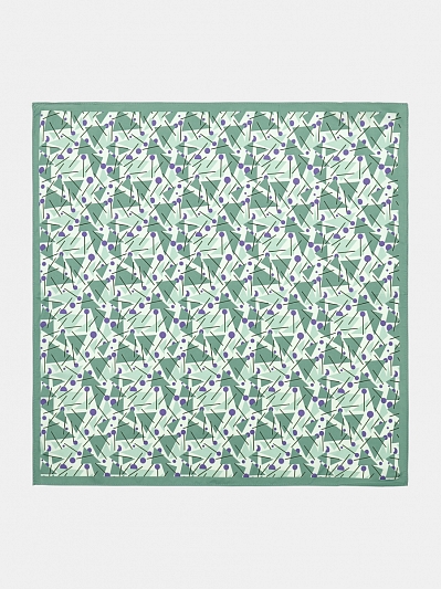 170312P-17488-14_Н Платок женский,100%полиэстер ,55*55, зеленый