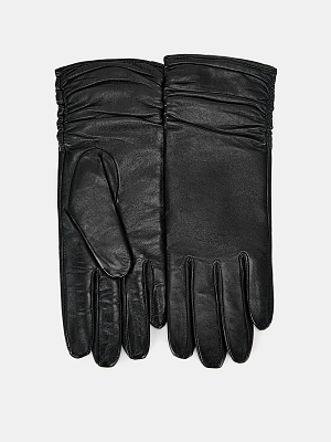 LB-8228-RF-black-7.5_Н Перчатки жен.нат.кожа70%шерсть ,30% акрил р.7,5 черные