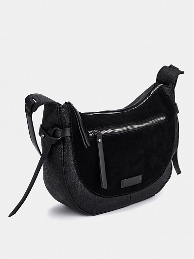 21126-1/10 Сумка женская,BAGGINI,иск.кожа +замша,30*23*8,черная