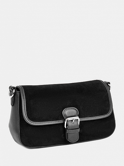 R45041/10 Сумка женская, иск. кожа+натур .замша,250x90x170,черная