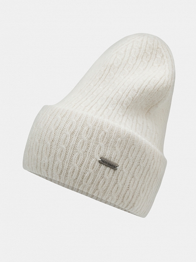  Шапка женская с кашемиром и ангорой, белая