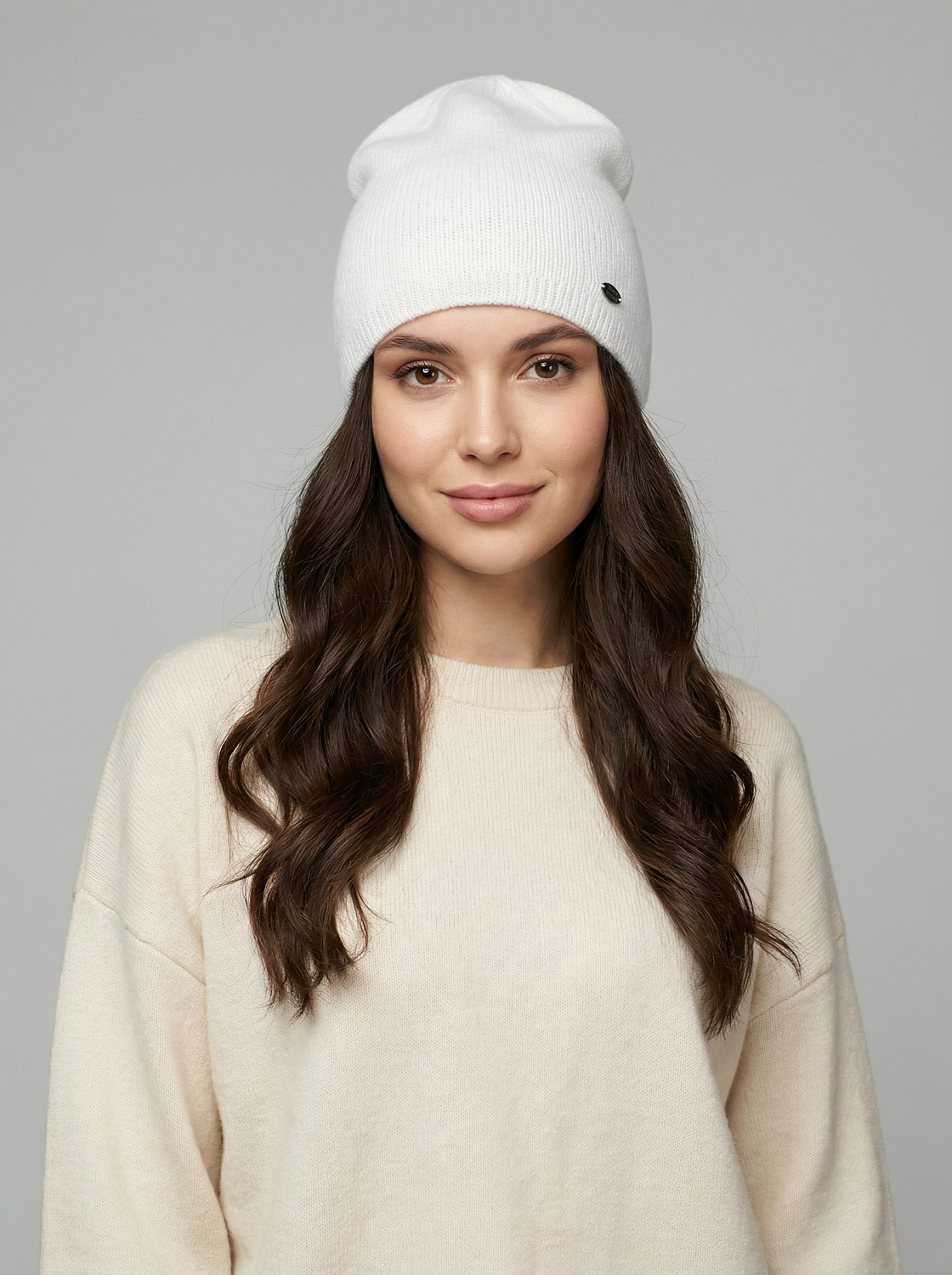 RF-A53010-white_Н Шапка женская,50%шерсть,50% акрил,р.57,белая